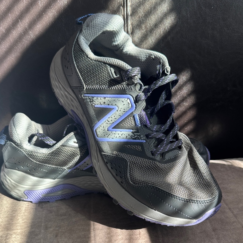 New Balance Gray Athletic Sneakers with Light Purple Accents